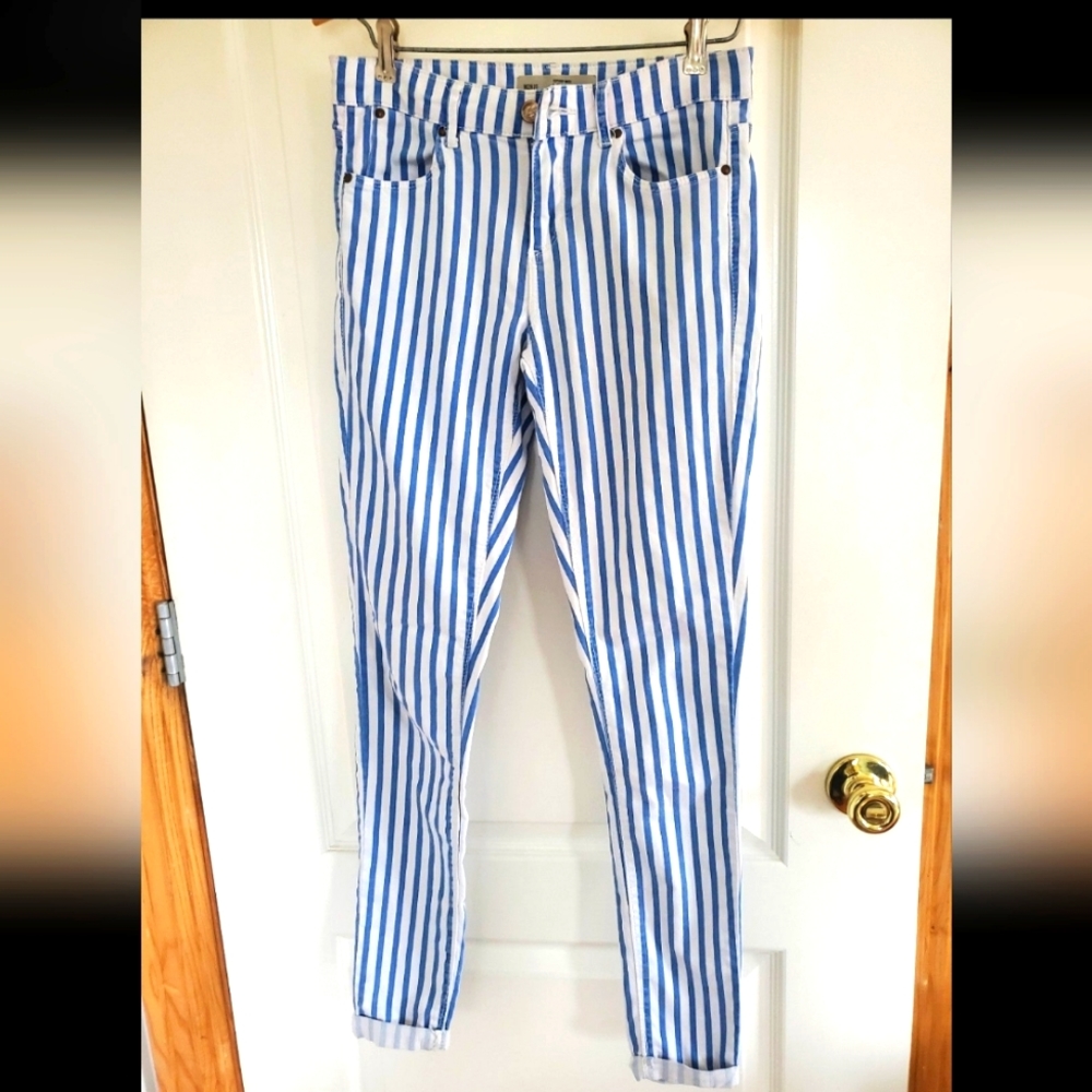 Topshop Moto Striped Jeans